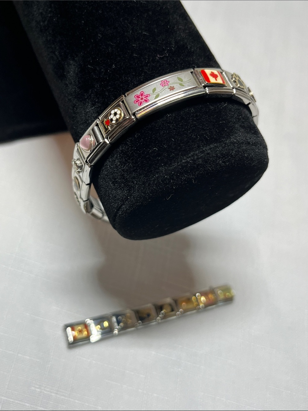 Vintage Stainless Charm Link Charm Bracelet
Extra charms